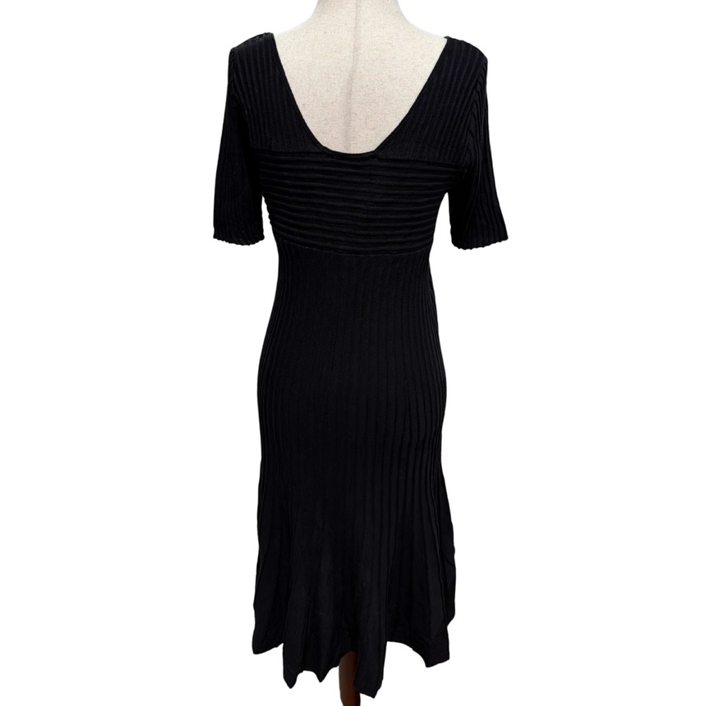 Peruvian Connection Elegant Black Ribbed Dress 10… - image 3